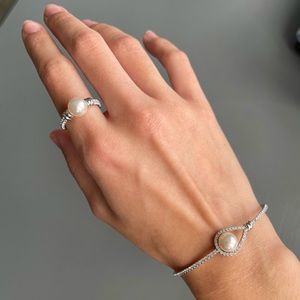 Swarovski Pearl Ring and Bracelet Set